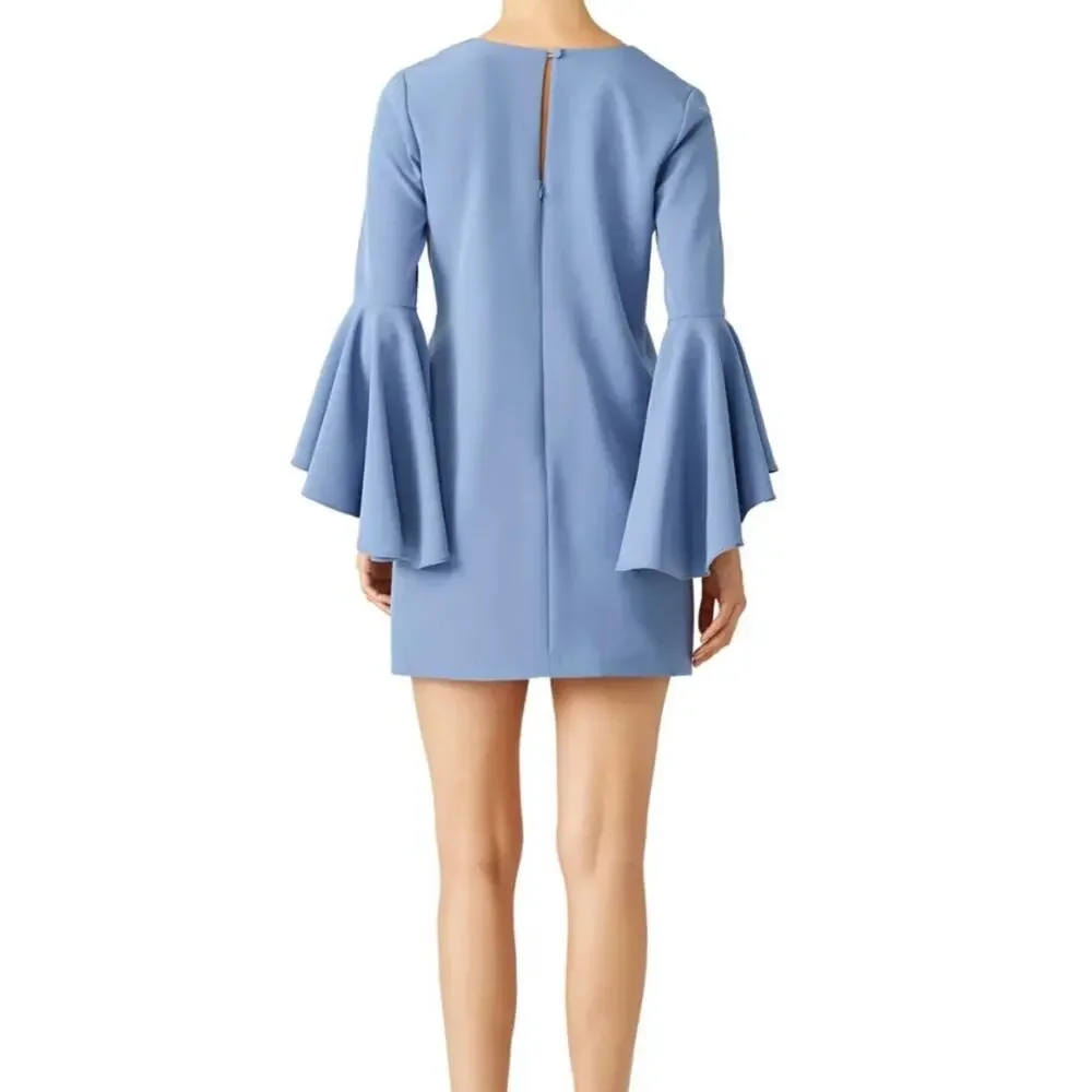 MILLY Nicole Bell Sleeve Shift Mini Dress in steel blue WOMENS 2